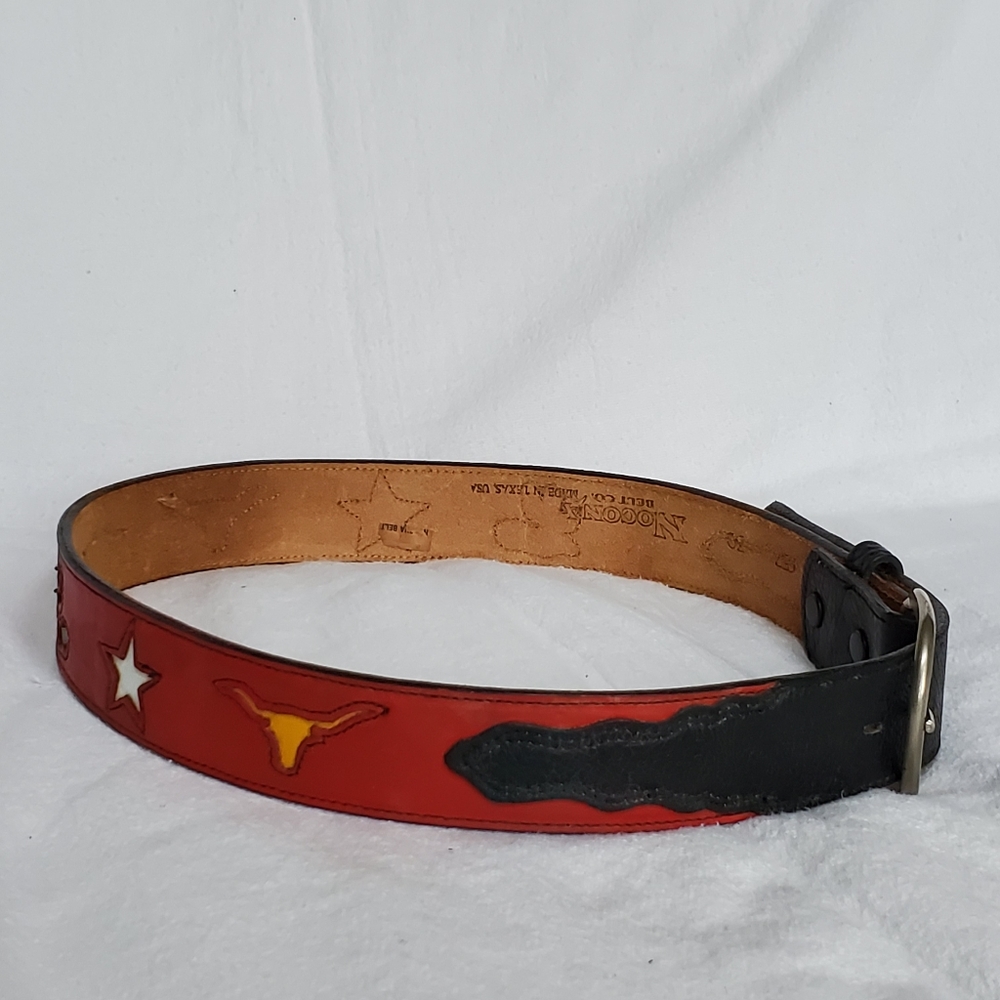 Western Red Leather Belt w/Handmade Details 30"